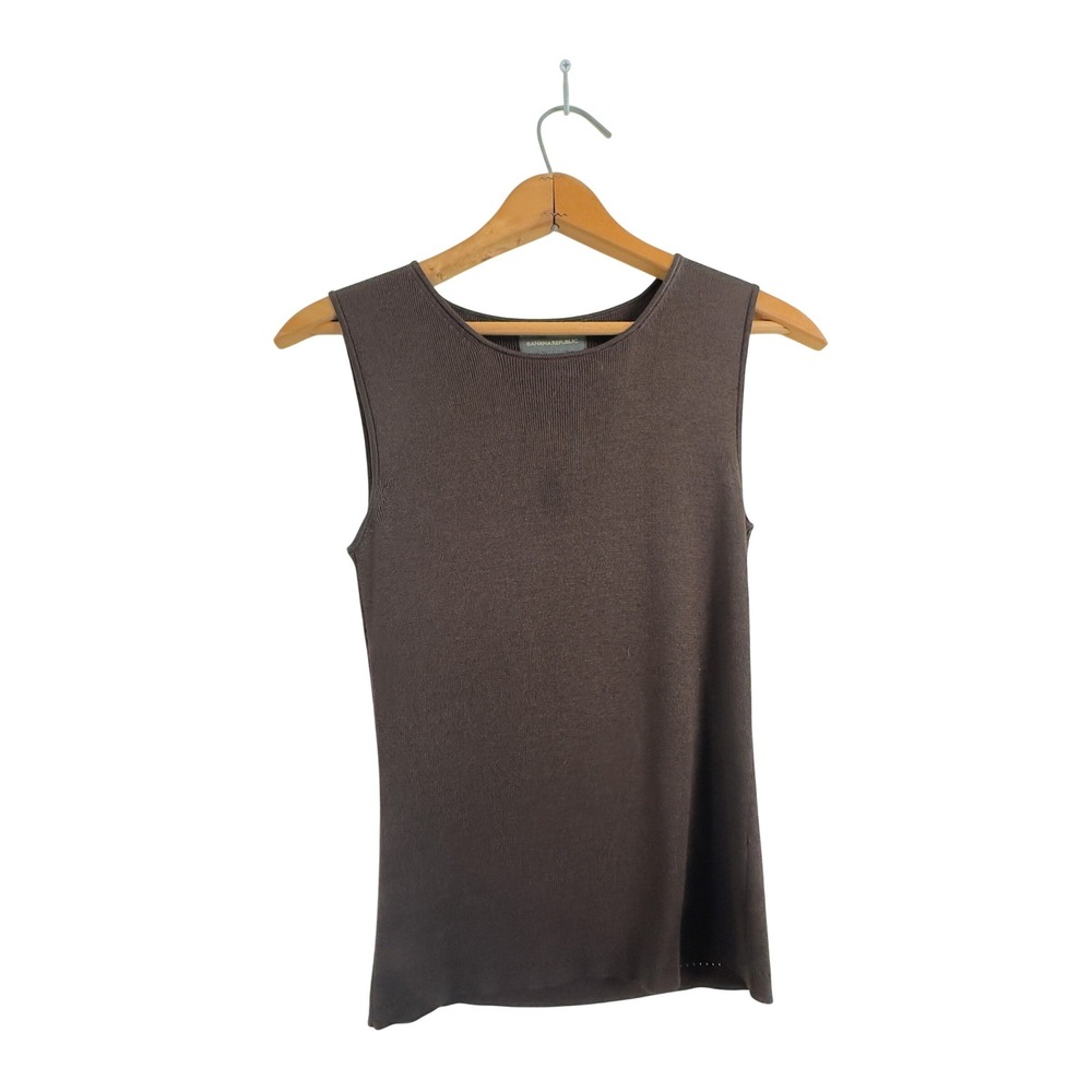 Vintage 90's/00's Banana Republic Knit Tank Top Brown 100% Silk - Medium